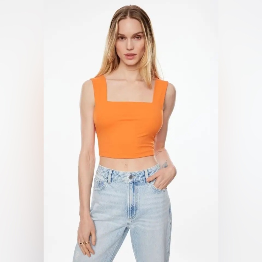 $108 Seek The Label Bandage Crop Top Tank Square Neck Medium Preppy Beachy Chic